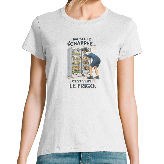 T-shirt Bio Femme "Ma seule échappée… c'est vers le frigo" – Humour Cyclisme