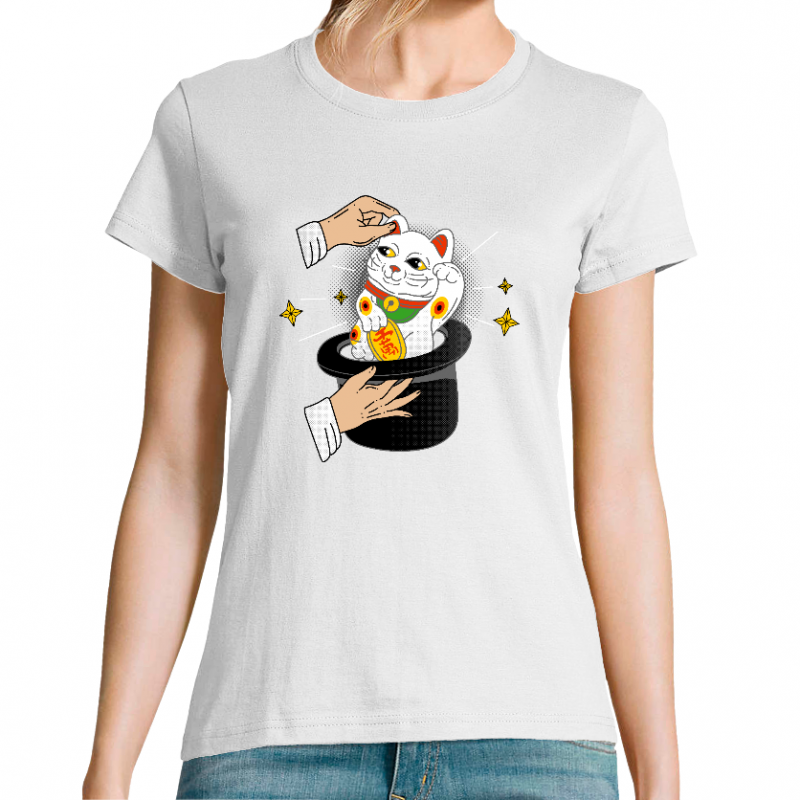T-SHIRT CHAT MAGIC CAT FEMME