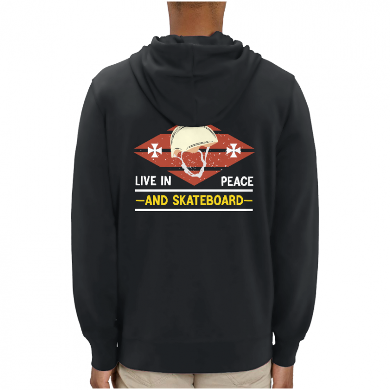 SWEATSHIRT LIVE IN PEACE AND SKATEBOARD UNISEXE