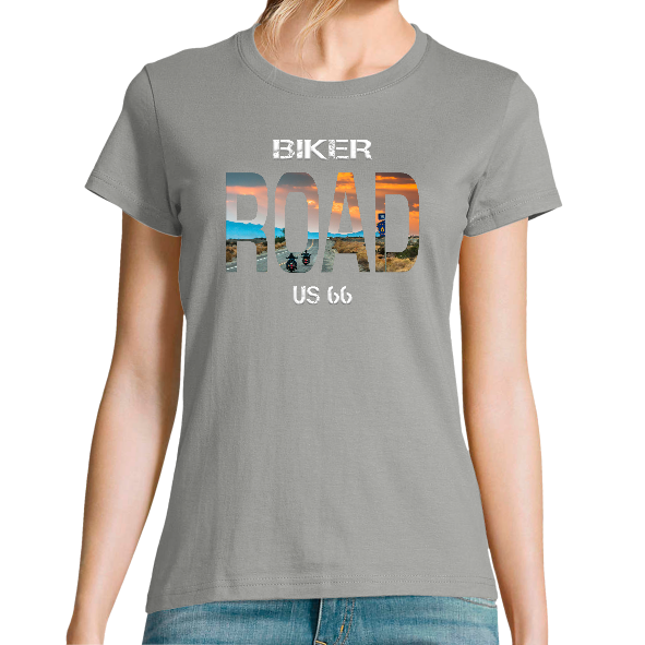 BIKE ROAD US 66 - T-SHIRT FEMME