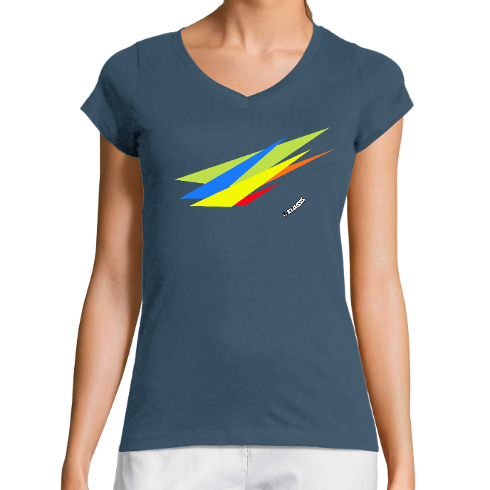 T-SHIRT FEMME COL V KLASSS "ART 2" - Coupe très ajustée, design moderne et chic