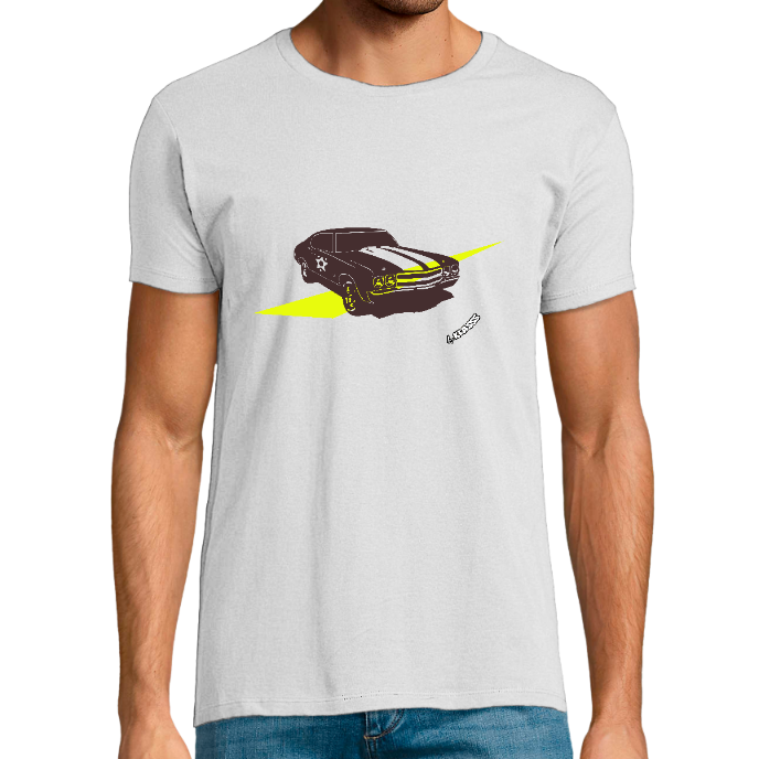 T-shirt Homme col rond REGENT FIT KLASSS Blanc "OLD CAR Style 70"