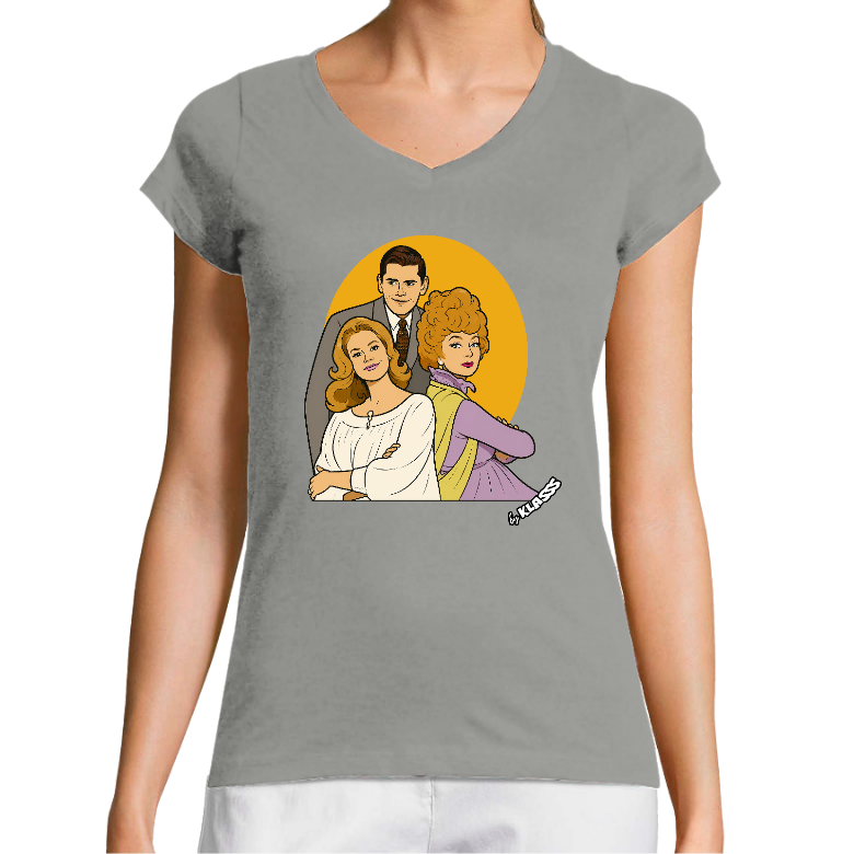 T-SHIRT FEMME COL V KLASSS "SERIE TV ICONIQUE Sorcière bien aimée" - Coupe très ajustée, design VINTAGE Chic