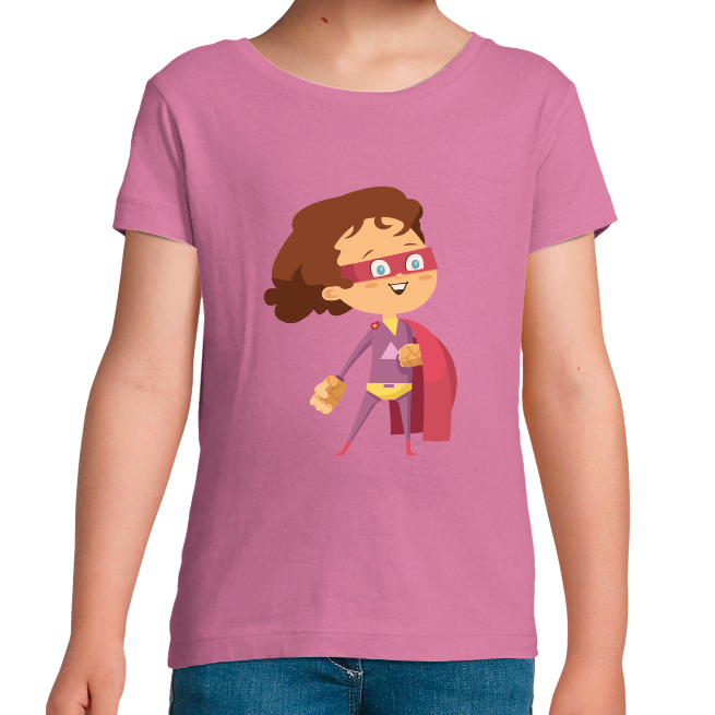 T-SHIRT SUPER-HÉROS FORCE MAUVE FILLE