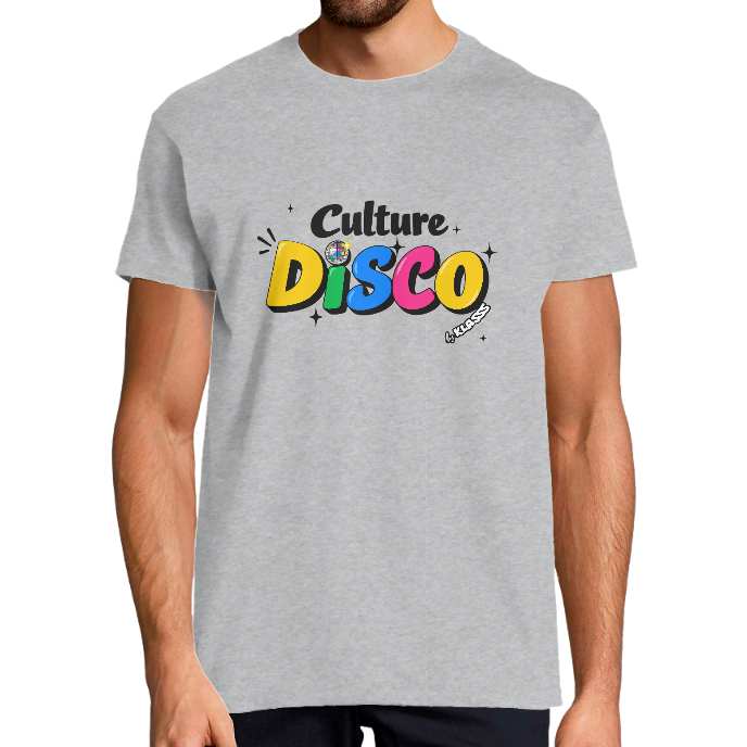 T-SHIRT HOMME KLASSS VINTAGE "CULTURE DISCO" MUSIQUE, col rond 190 gr