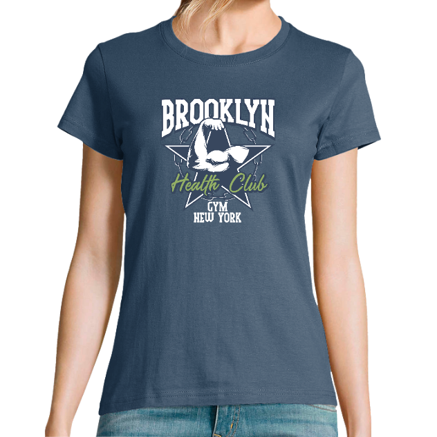 T-SHIRT BROOKLYN HEALTH CLUB FEMME– T-shirt fitness vintage sportwear