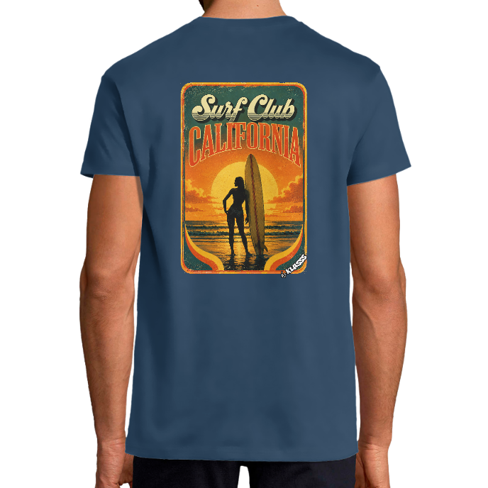 T-SHIRT HOMME KLASSS VINTAGE "SURF CLUB CALIFORNIA" col rond 190 gr