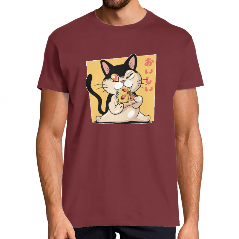 T-SHIRT CHAT PIZZA CAT HOMME