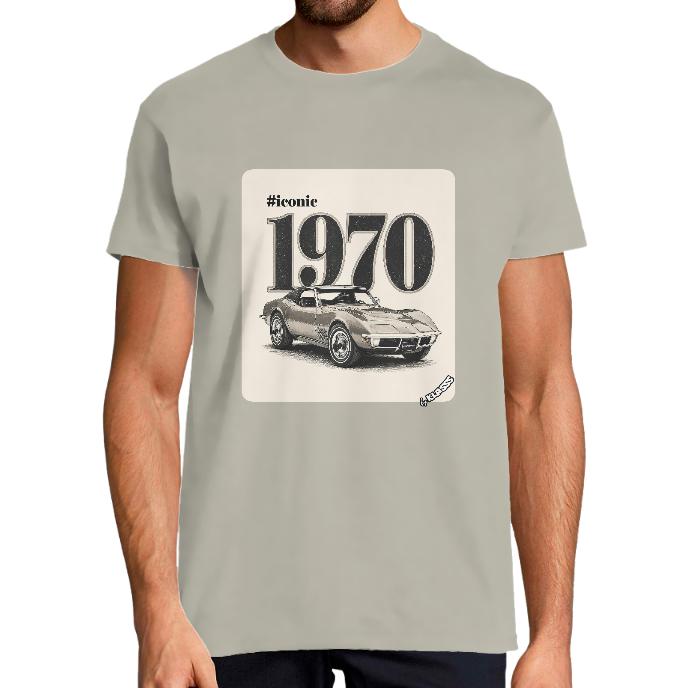 T-SHIRT HOMME KLASSS VINTAGE "Iconic Corvette 1970" Style automobile