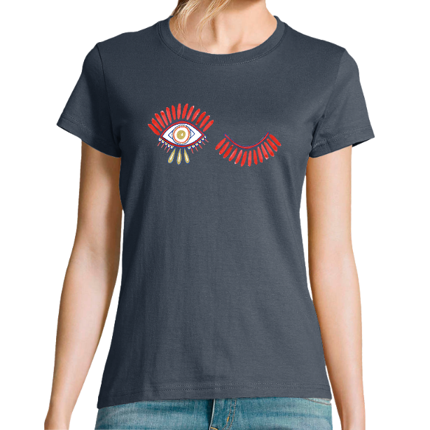 T-SHIRT MARINE - YEUX ROUGES