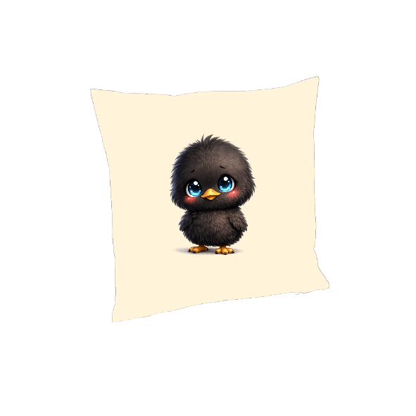 Housse de coussin poussin noir kawaii – coussin décoratif Pâques mignon