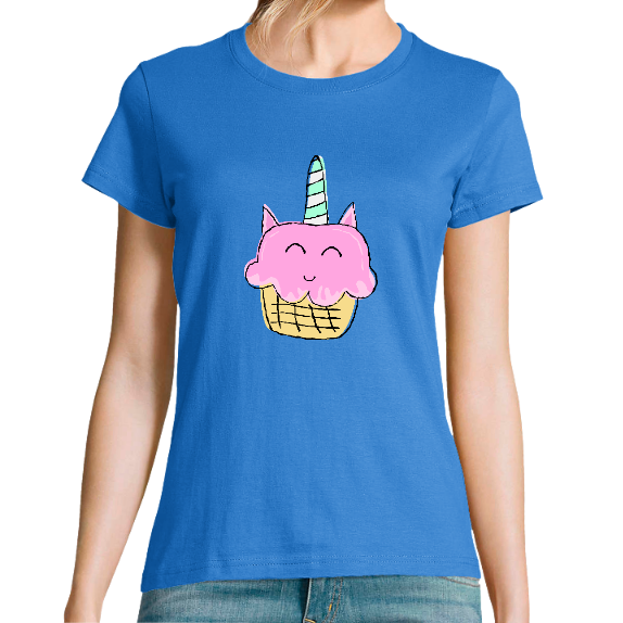 Face T-SHIRT CUPCAKE LICORNE FEMME