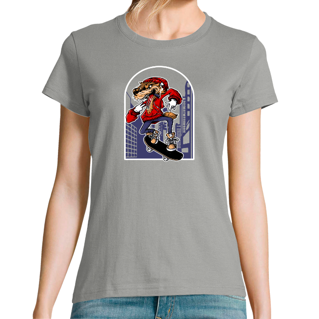 T-SHIRT LOUP SKATEUR FEMME
