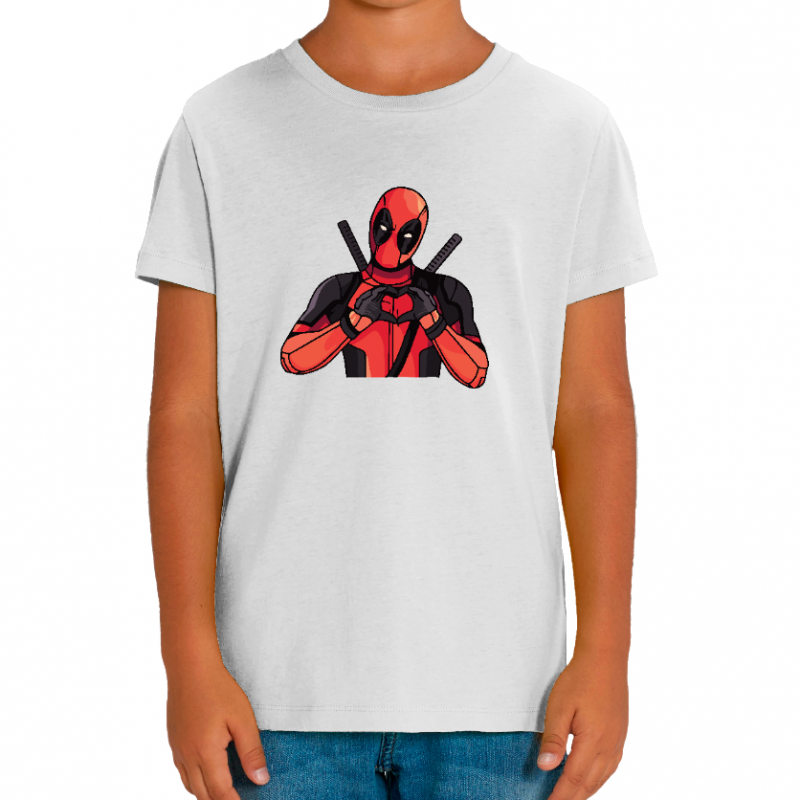 Face T-SHIRT DEADPOOL HEART ENFANT