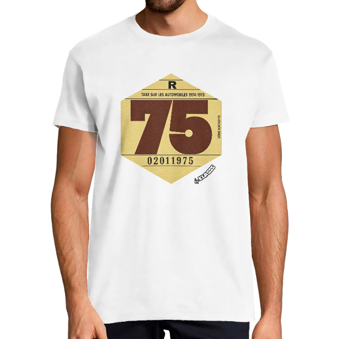 T-shirt Homme KLASSS VINTAGE AUTOMOBILE "VIGNETTE 1975" col rond 
