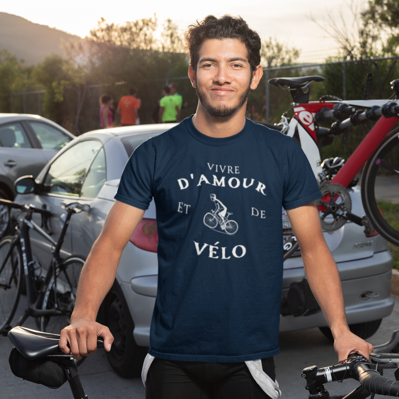 T-SHIRT VIVRE D'AMOUR ET DE VÉLO POUR HOMME