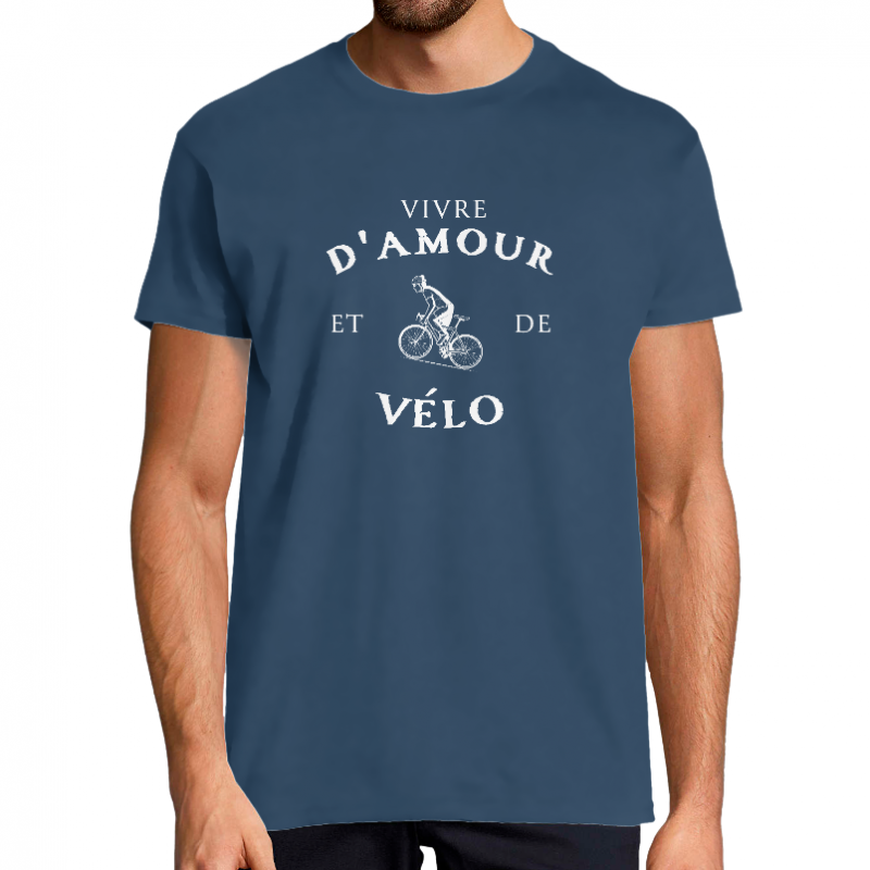 T-SHIRT VIVRE D'AMOUR ET DE VÉLO POUR HOMME