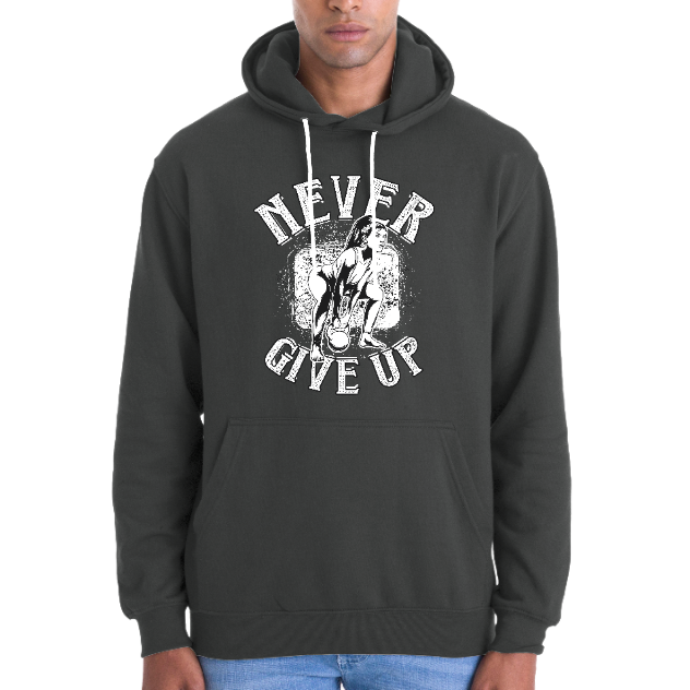SWEATSHIRT NEVER GIVE UP UNISEXE – Sweat musculation motivation
