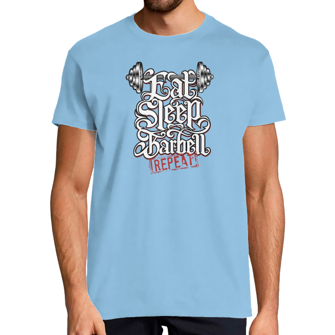 Face T-SHIRT EAT SLEEP BARBELL HOMME