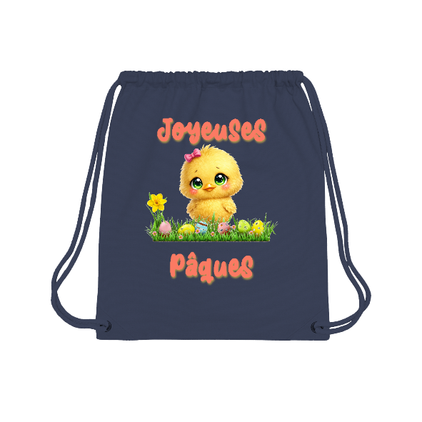 Sac à dos cordon Joyeuses Pâques poussin kawaii – sac gym Pâques mignon