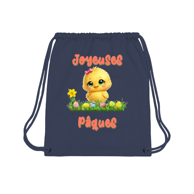 Sac à dos cordon Joyeuses Pâques poussin kawaii – sac gym Pâques mignon