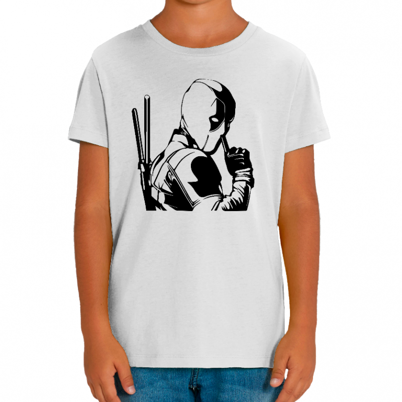 T-SHIRT DEADPOOL BLACK AND WHITE ENFANT