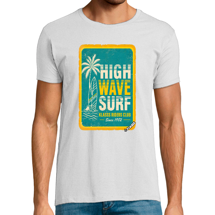 T-shirt Homme REGENT FIT KLASSS "HIGH WAVE SURF" col rond 