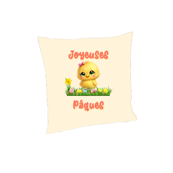 Housse de coussin Joyeuses Pâques poussin kawaii – coussin décoratif Pâques