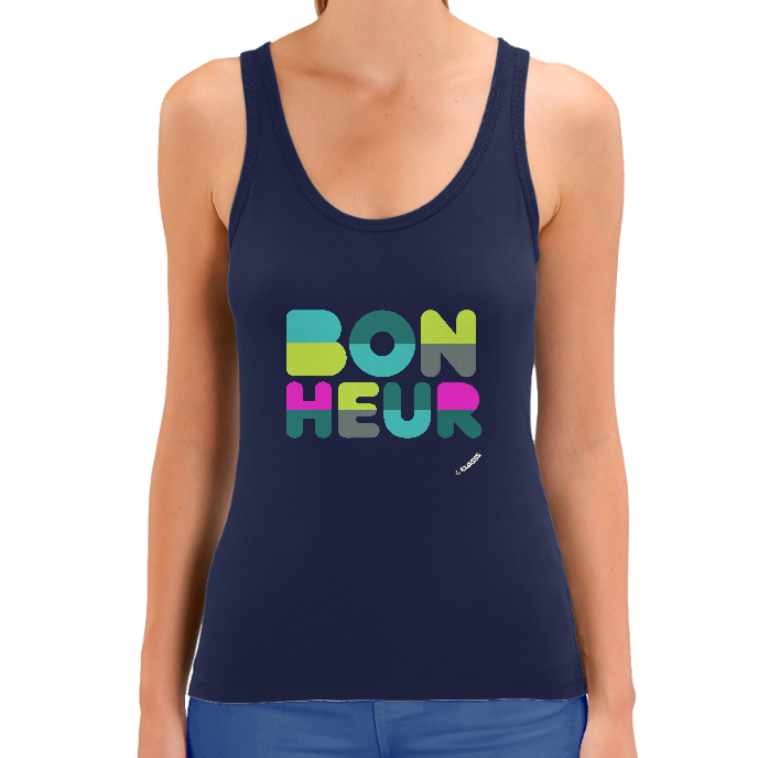 Débardeur FEMME KLASSS  "BONHEUR" style 70, coton bio