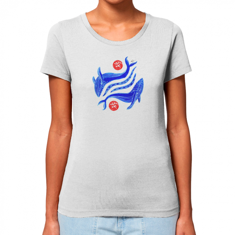 T-SHIRT FEMME BALEINES BLEUES