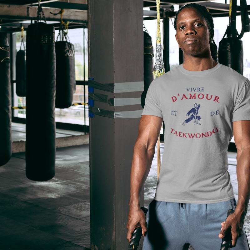 T-SHIRT VIVRE D'AMOUR ET DE TAEKWONDO POUR HOMME