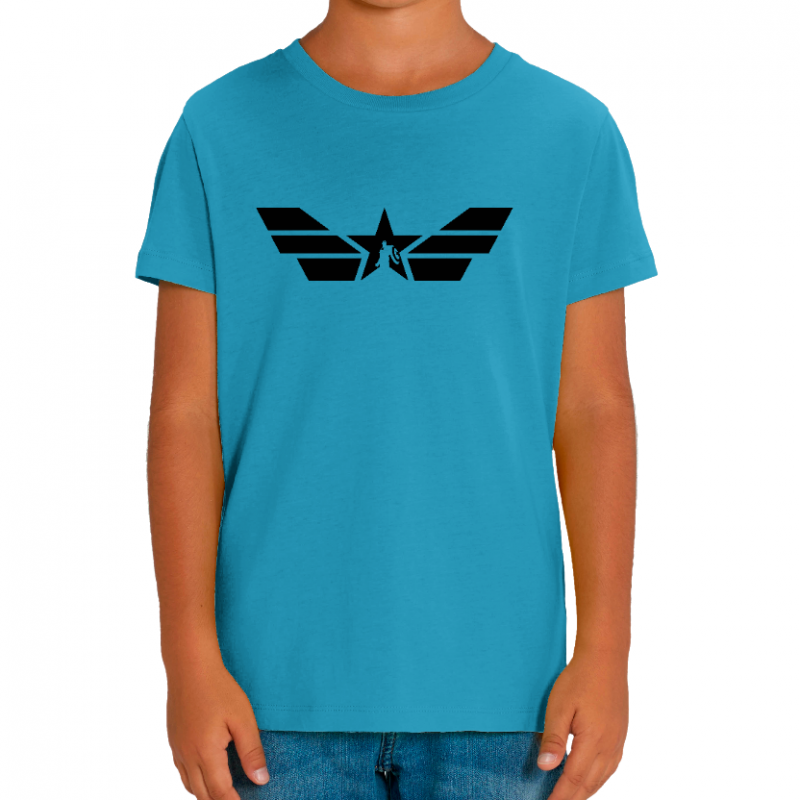 T-SHIRT CAPTAIN AMERICA ET SON LOGO ENFANT