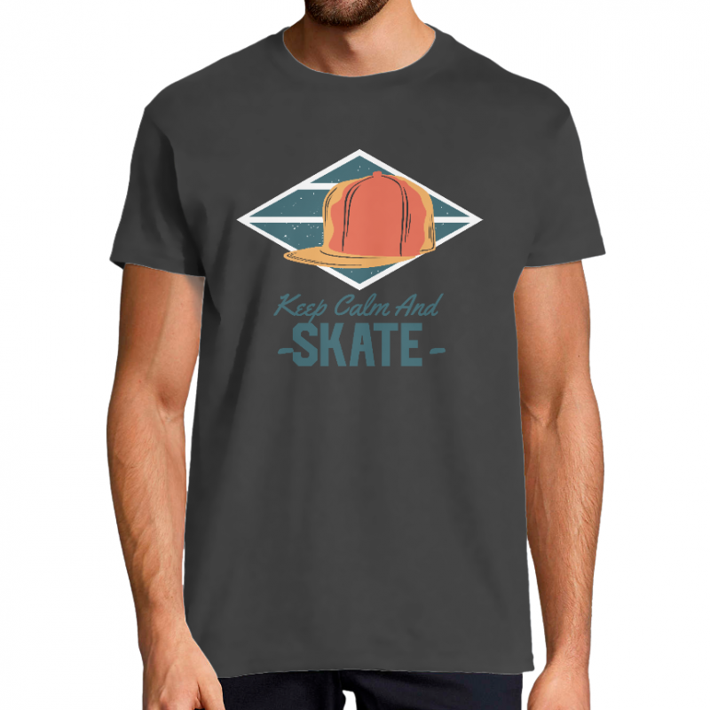 T-SHIRT KEEP CALM AND SKATE HOMME