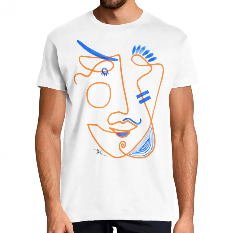 Face VISAGE ORNAGE ET BLEU 2 - T-SHIRT HOMME