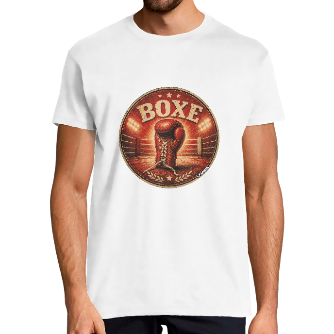 T-SHIRT HOMME Vintage "BOXE RING" KLASSS col rond 190 gr