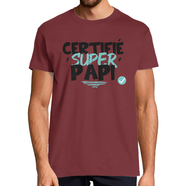  T-shirt “Certifié Super Papi” – Cadeau humoristique et valorisant grand-père