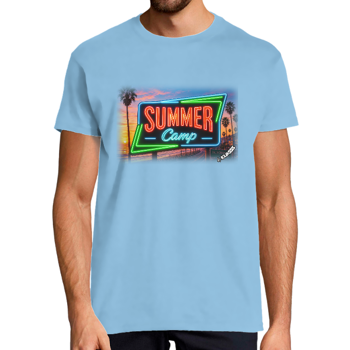 T-SHIRT HOMME "SUMMER CAMP" KLASSS, Style Californie col rond 190 gr