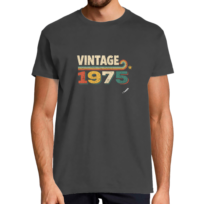T-SHIRT HOMME "Vintage 1975" KLASSS col rond 190 gr