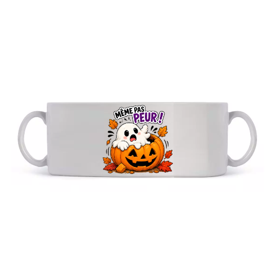 Mug Halloween « Même Pas Peur ! » Fantôme et Citrouille