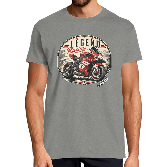 T-SHIRT HOMME KLASSS VINTAGE MOTO "LEGEND RACING DUCATI", col rond 150 gr