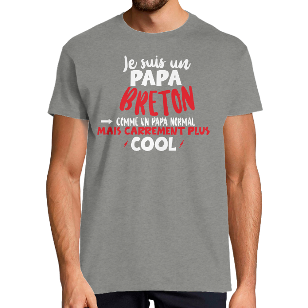 T-shirt papa breton Cadeau humoristique homme col rond