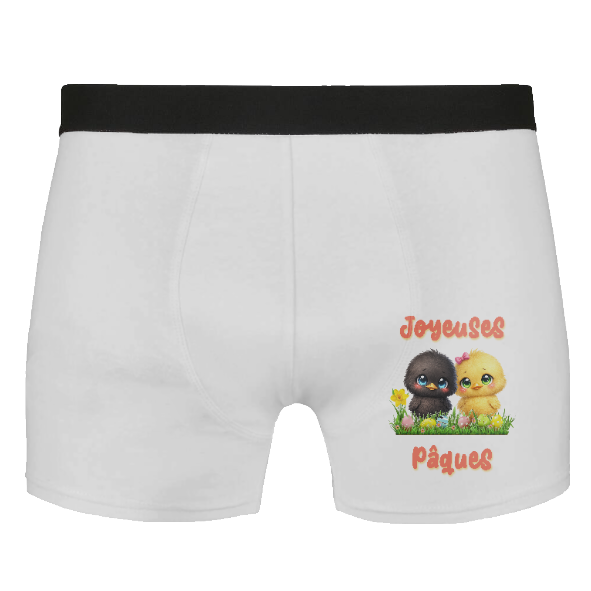 Boxer homme Joyeuses Pâques poussins kawaii – boxer humour Pâques