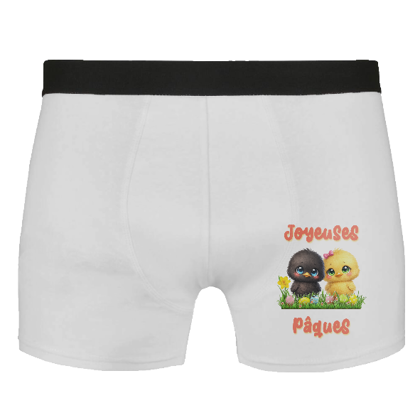Boxer homme Joyeuses Pâques poussins kawaii – boxer humour Pâques