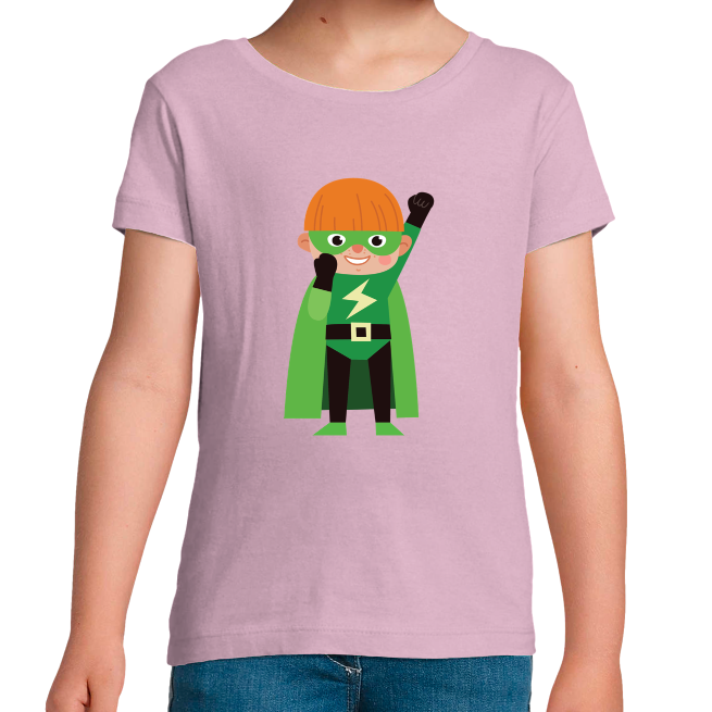 T-SHIRT SUPER-HÉROS VERT FILLE