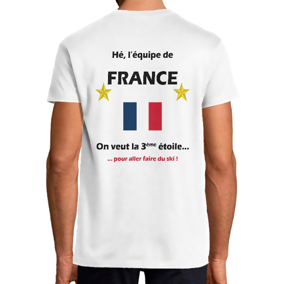 T-shirt Homme France Foot - La 3ème étoile pour aller faire du ski !