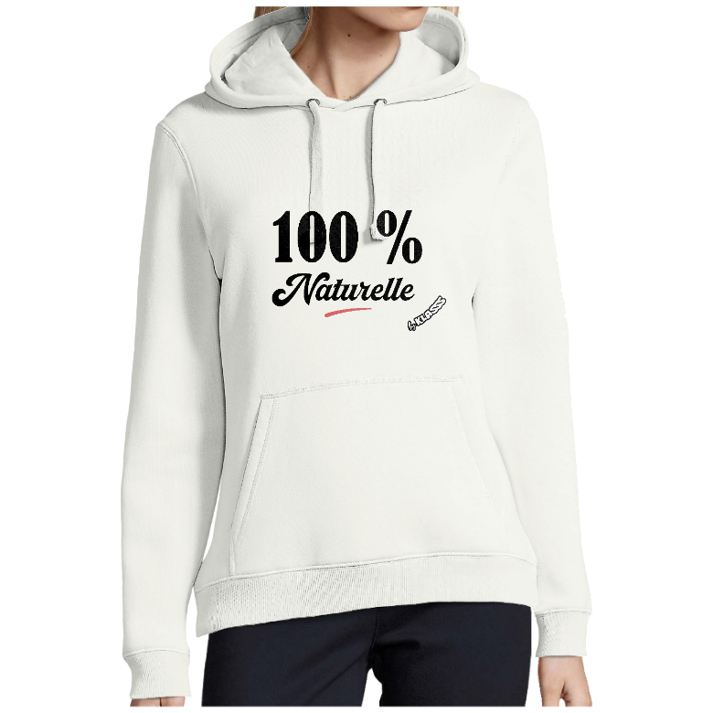 Sweatshirt femme capuche KLASSS "100 % NATURELLE", 280 g/m²