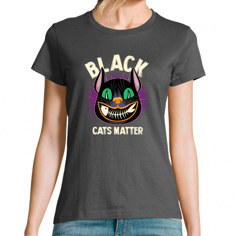 T-SHIRT CHAT BLACK CATS MATTER FEMME