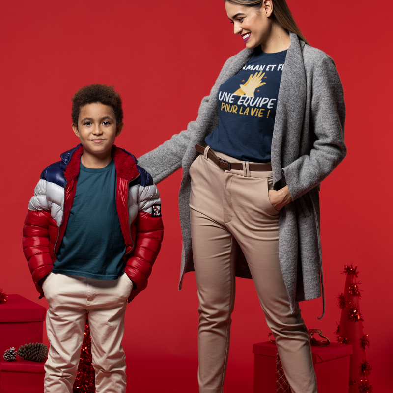 T-SHIRT MAMAN ET FILS UNE ÉQUIPE POUR LA VIE