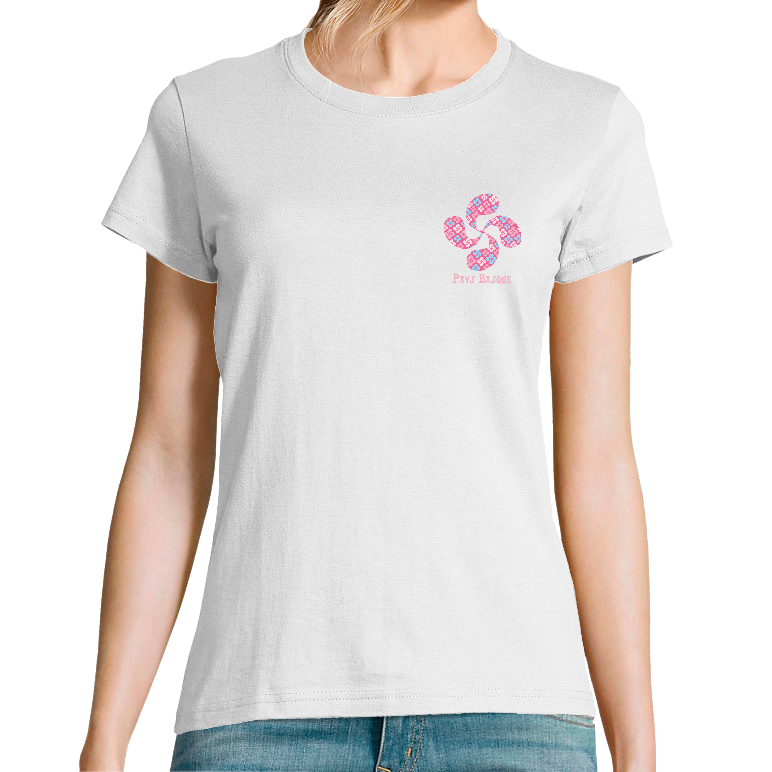 CROIX BASQUE ROSE - T-SHIRT FEMME