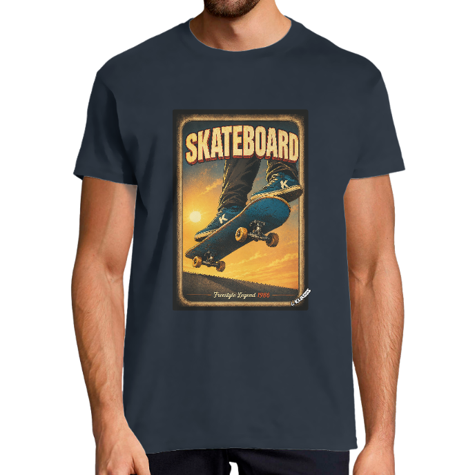 T-shirt Homme Vintage "SKATEBOARD Freestyle Legend" KLASSS col rond 190 gr